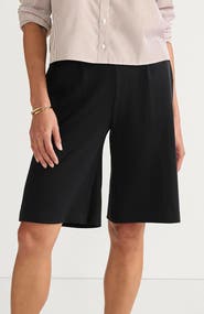 Lands' End Plus Size Sport Knit High Rise Pleated 12" Bermuda Shorts