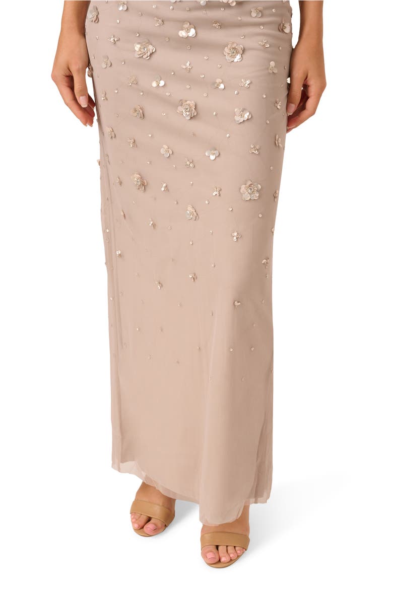 Off the Shoulder Beaded Column Gown, Alternate, color, MARBLE