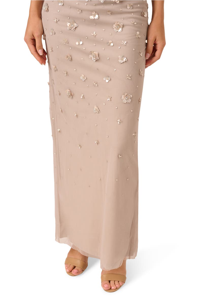 Adrianna Papell Off the Shoulder Beaded Column Gown, Alternate, color, Marble