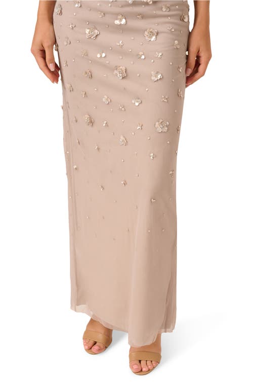 ADRIANNA PAPELL ADRIANNA PAPELL OFF THE SHOULDER BEADED COLUMN GOWN