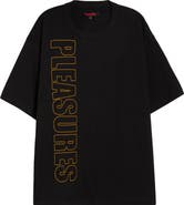 PLEASURES Outline Embroidered Logo Heavyweight Cotton T-Shirt