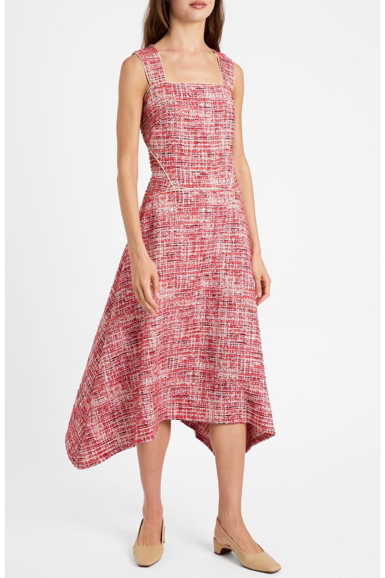 Enza Midi Sleeveless Handkerchief Dress In Modern Tweed, Main, color, Chili Pepper