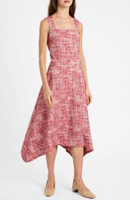 Santorelli Enza Midi Sleeveless Handkerchief Dress In Modern Tweed