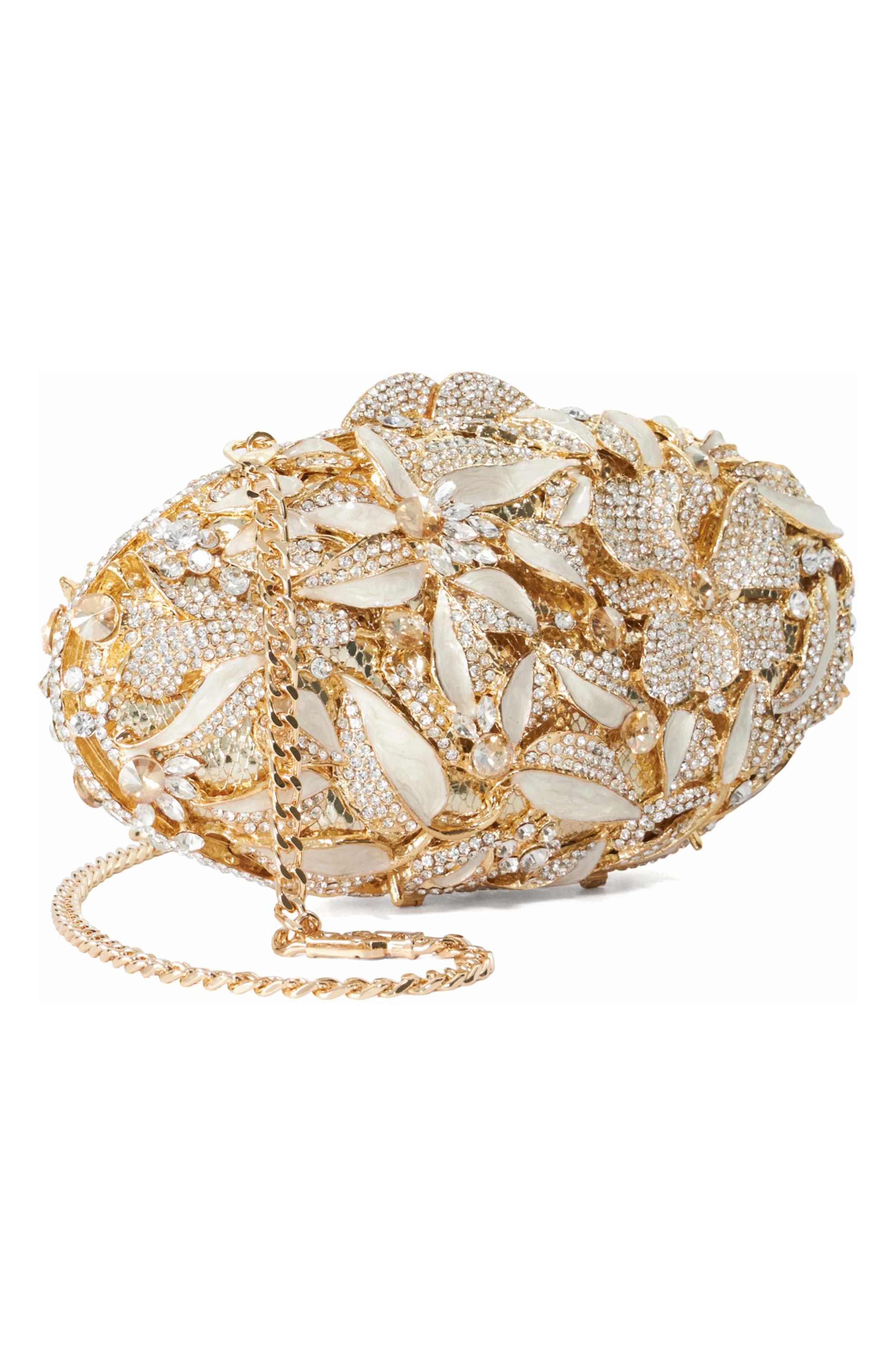 Extravagant Embellished Clutch, Alternate, color, GOLD