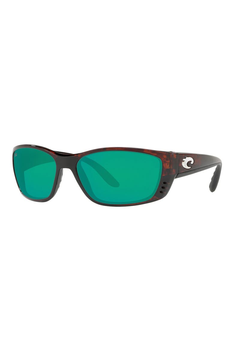 64mm Oversize Polarized Rectangular Sunglasses, Alternate, color, TORT