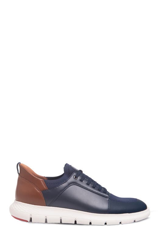 Newbury Street Hands Free Technology Lightweight Leather Sneaker, Alternate, color, Navy Napa Leather