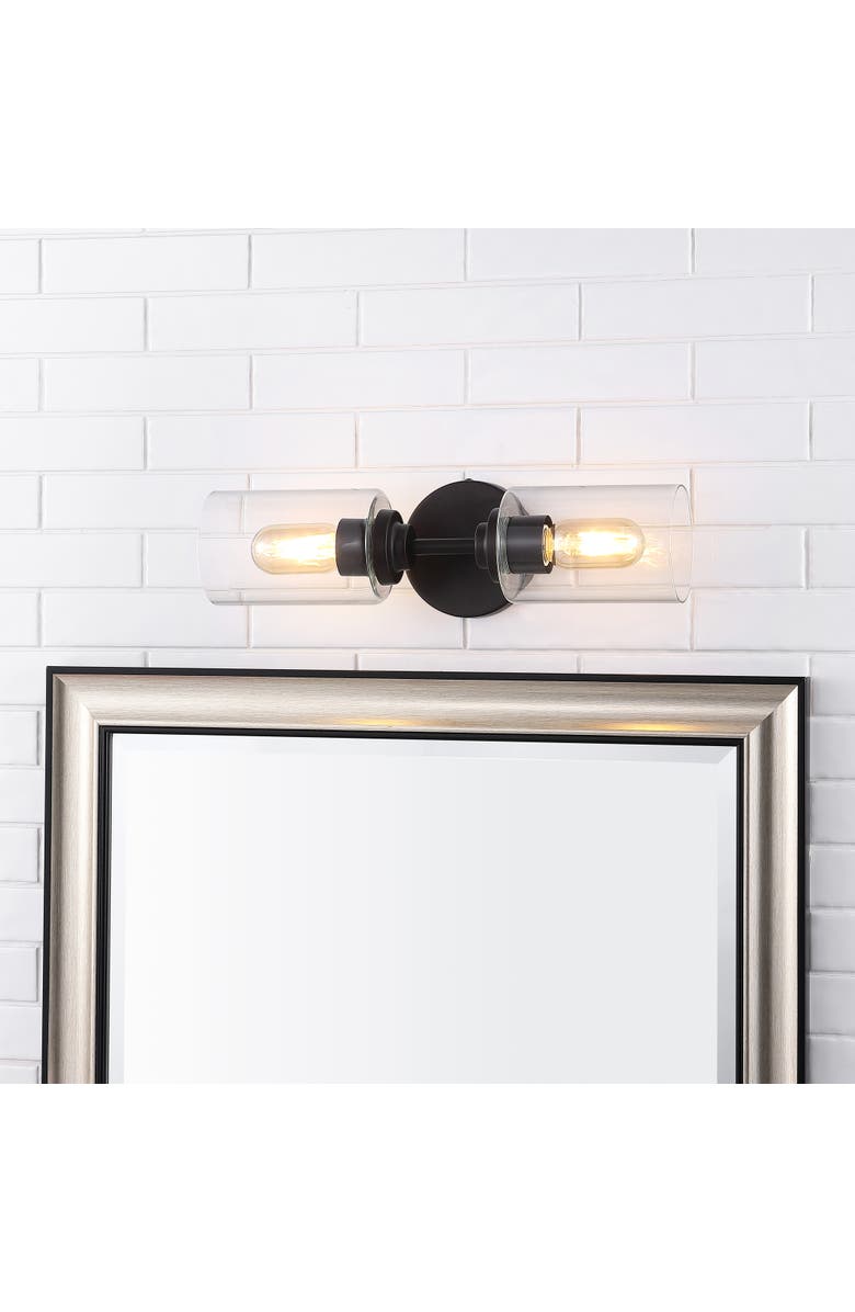 JONATHAN Y Giles 2-Light Farmhouse Industrial Iron Cylinder LED Sconce, Alternate, color, Oil Rubbed Bronze