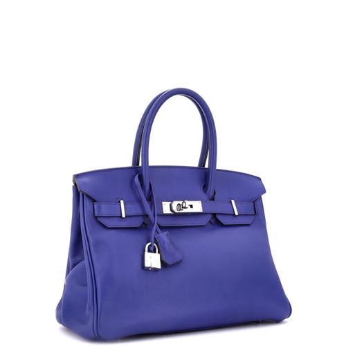 Pre-owned Hermes Hermes Birkin Handbag Blue Swift With Palladium Hardware 30