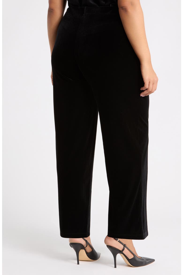 Pull-On Wide Leg Stretch Velvet Pants, Alternate, color, ANNE BLACK