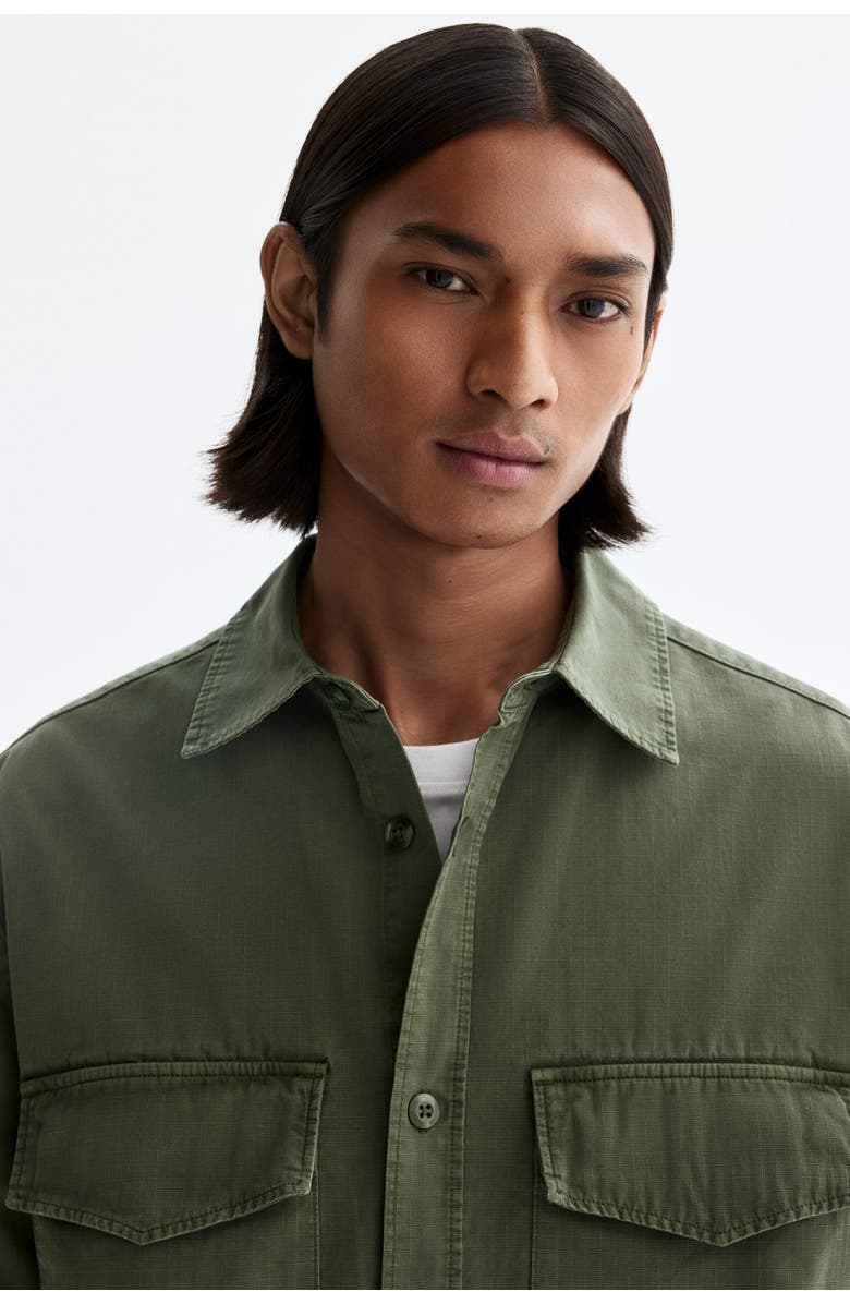H&M Regular Fit Utility Shirt, Alternate, color, Dark Khaki Green