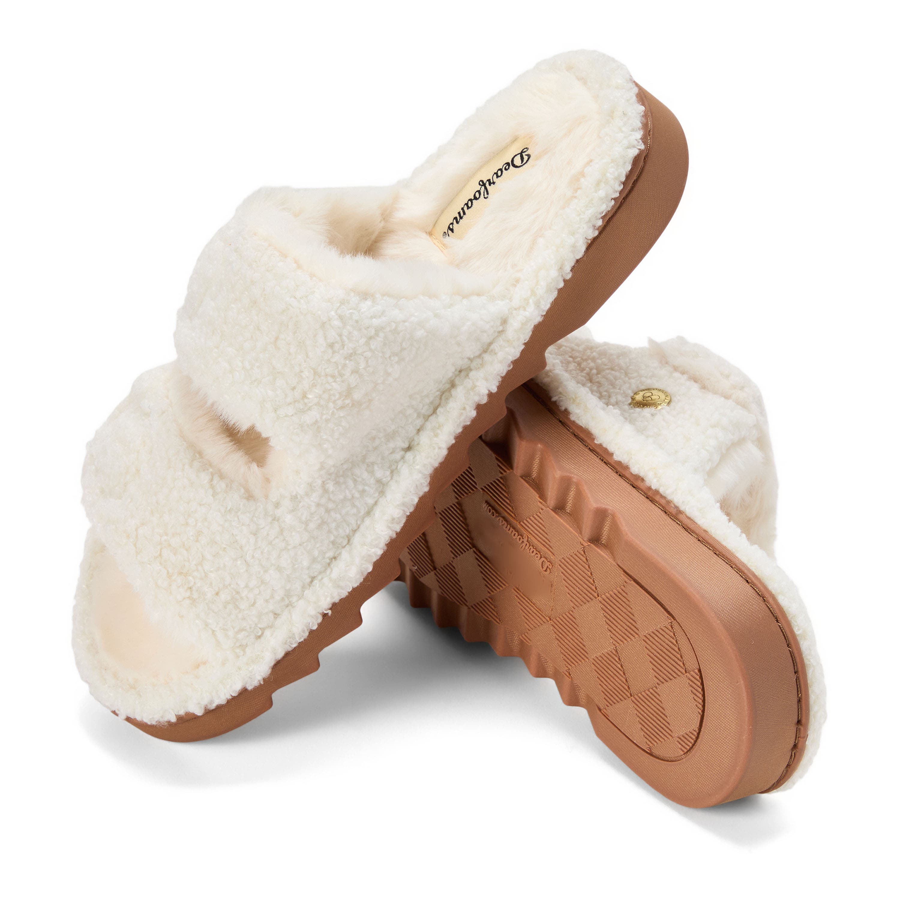 Regina Teddy Double Band Slide Slipper, Alternate, color, MUSLIN