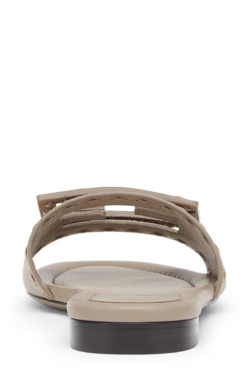 Fendi Dove Gray Leather Slides In Tortor/tortor Tortor