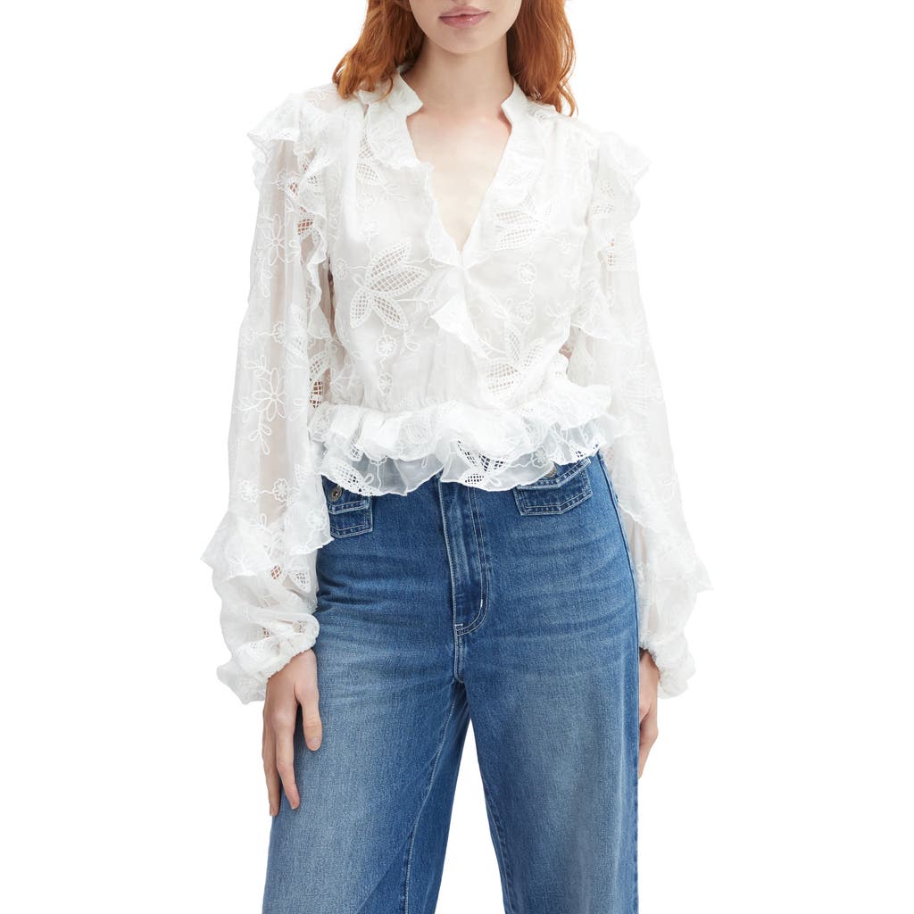 Bardot Frill Embroidered Blouse
