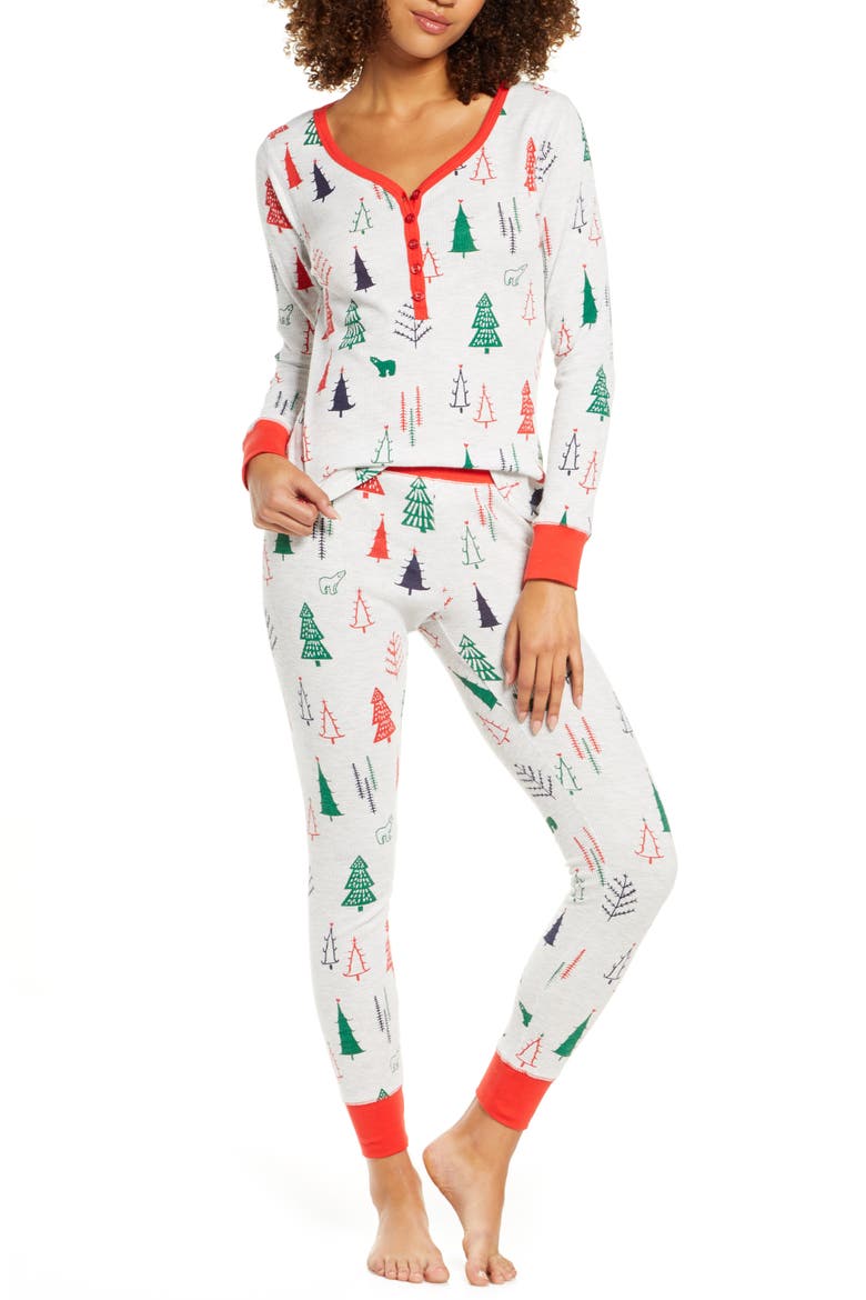 Thermal Pajamas, Main, color, GREY LIGHT HEATHER FOREST