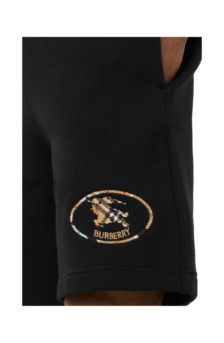 Burberry Check Knight Stamp Cotton Shorts, Alternate, color, Black