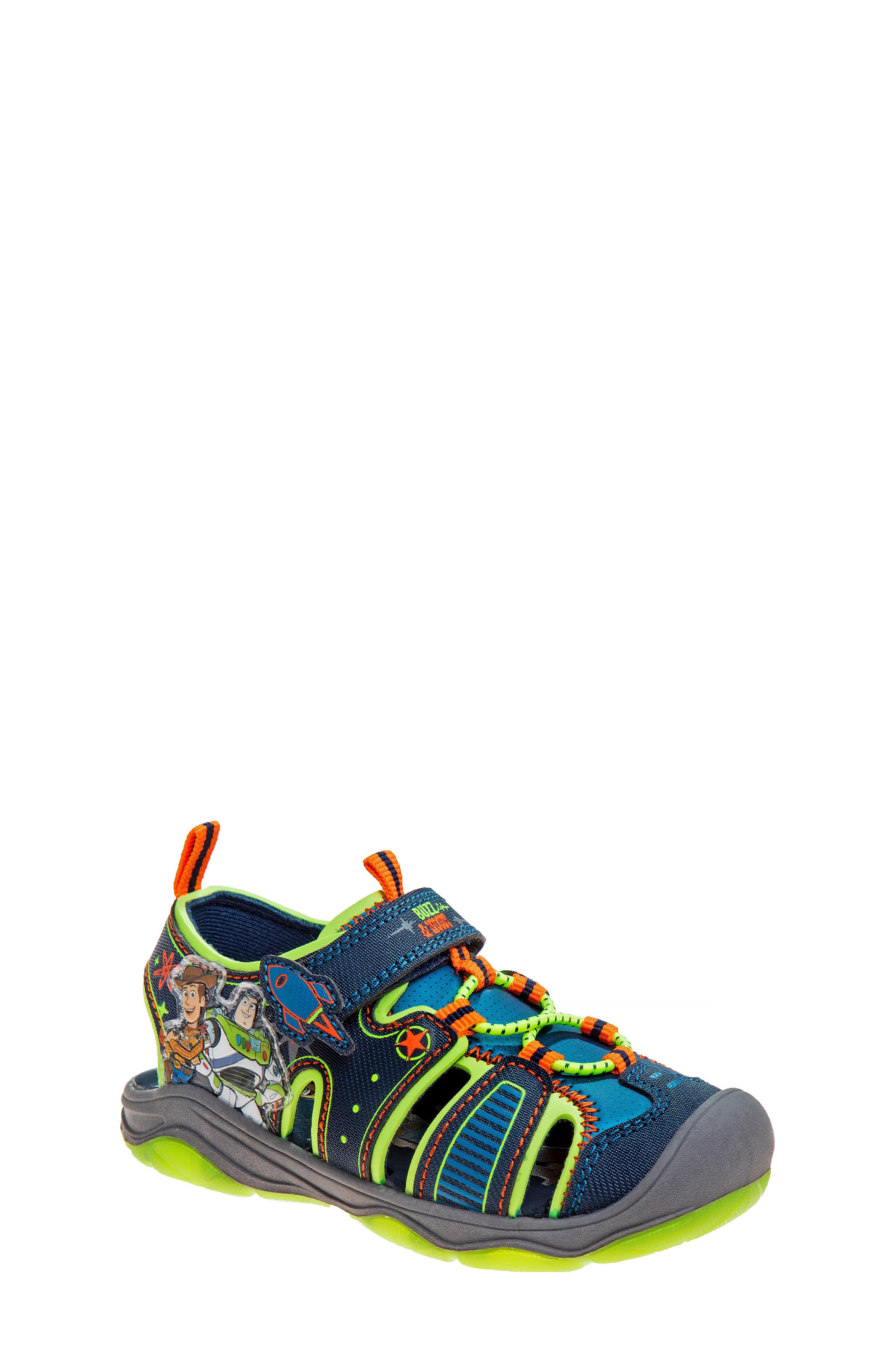 JOSMO Kids' Buzz & Woody Sandal, Main, color, Navy/Lime
