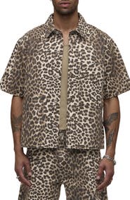 Hudson Jeans Rex Oversize Short Sleeve Cotton Poplin Button-Up Shirt