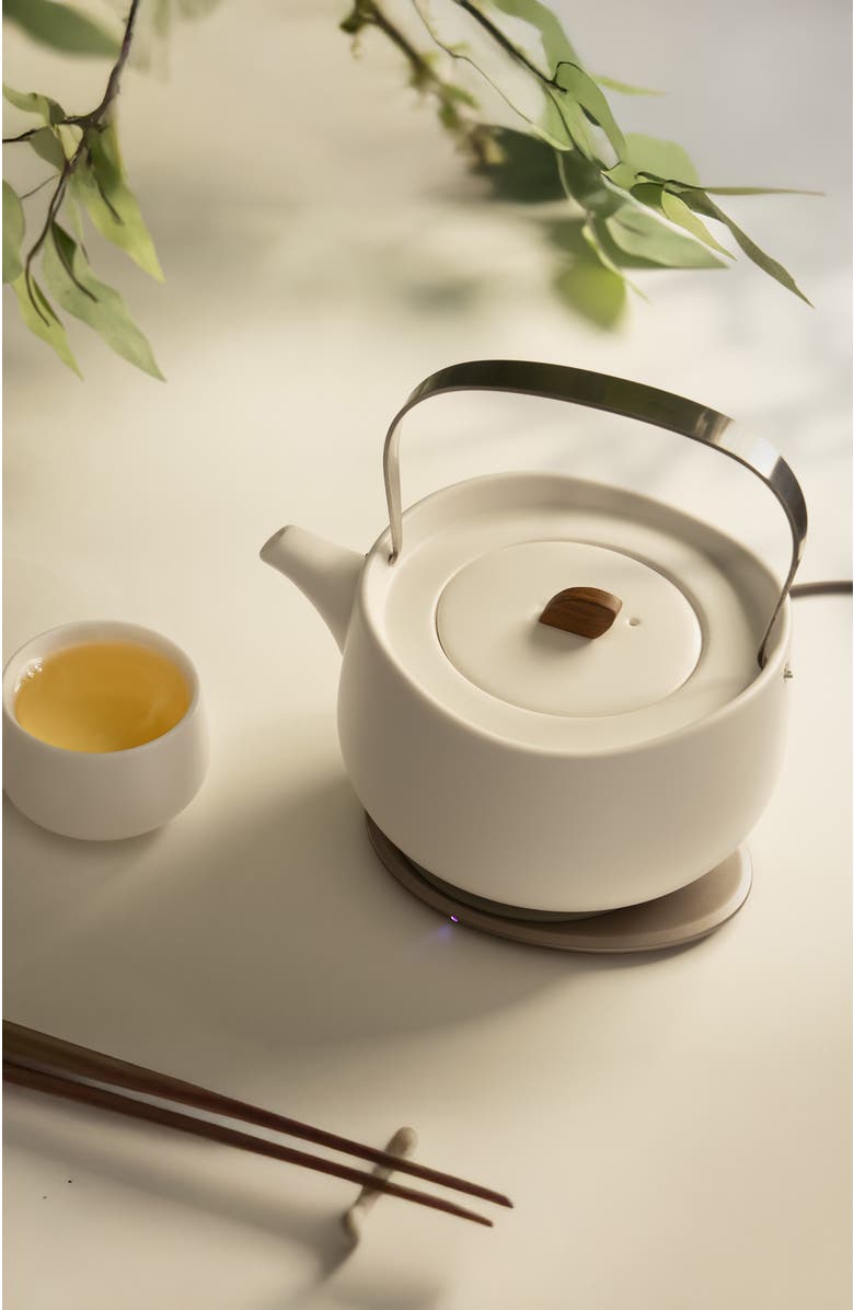 OHOM INC Leiph Self-heating Teapot Set, Alternate, color, Jasmine White