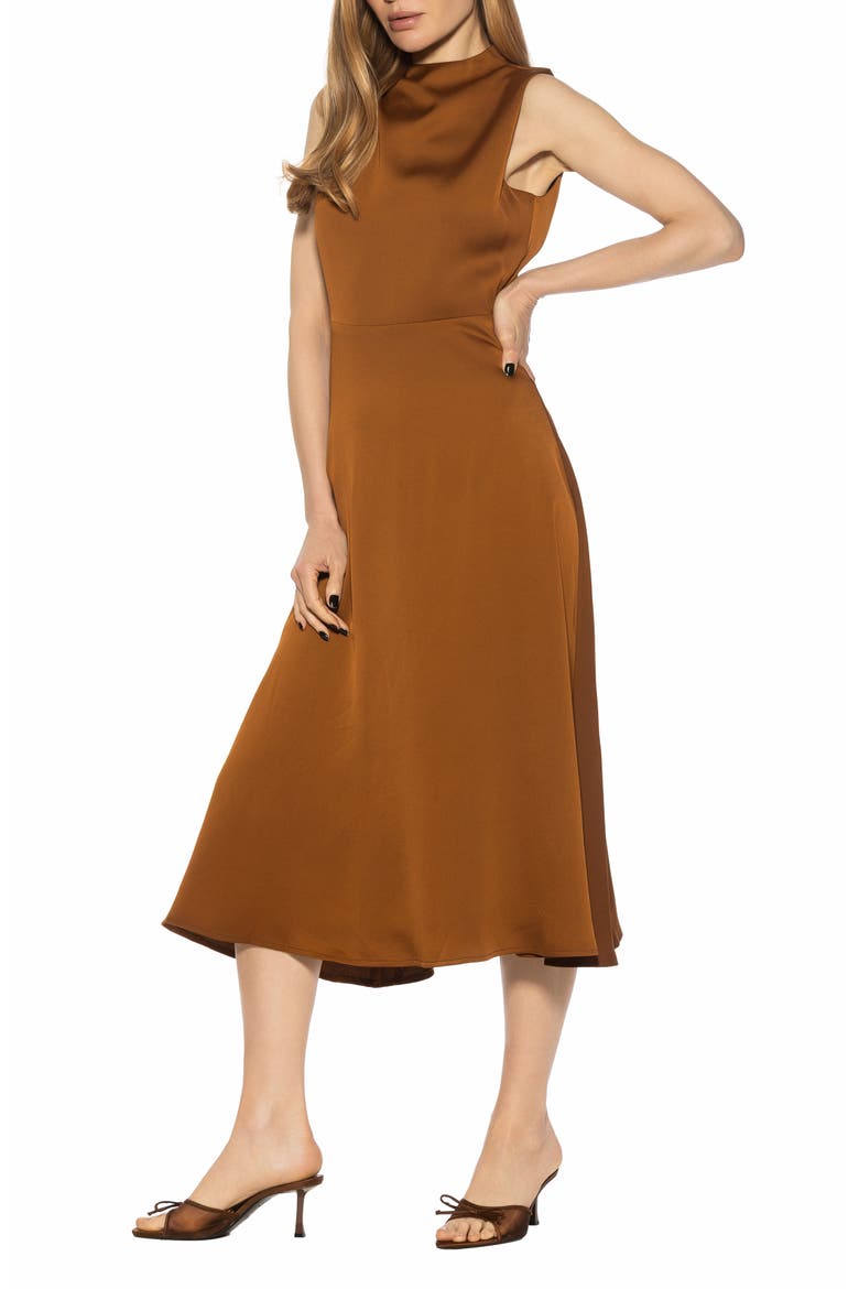 Opal Sleeveless Fit & Flare Midi Dress, Alternate, color, BROWN