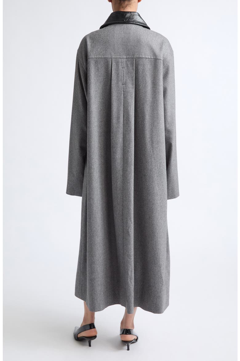 Stretch Wool & Cashmere Swing Coat with Leather Collar, Alternate, color, GREY MELANGE
