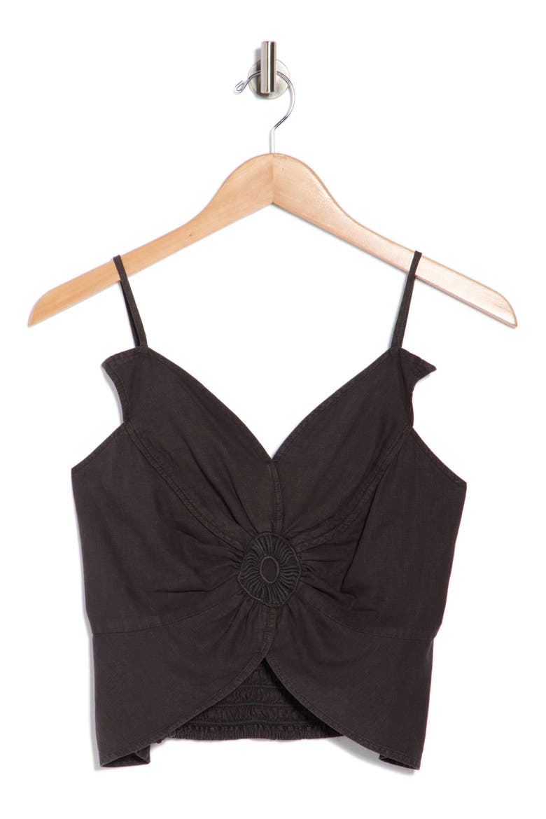 Fleur Linen Blend Top, Alternate, color, BLACK OLIVE PIGMENT