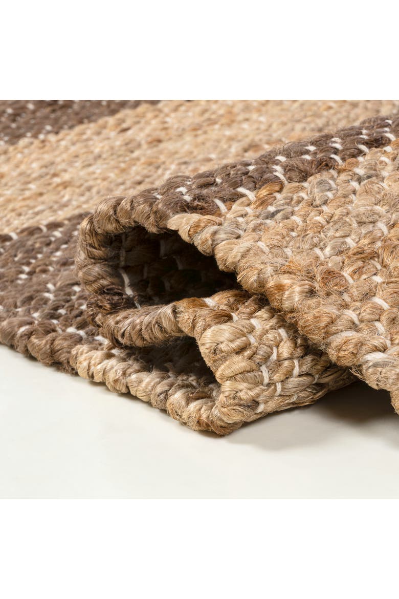 Jayden Rustic Farmhouse Woven Jute Stripe Area Rug, Alternate, color, Natural/Brown