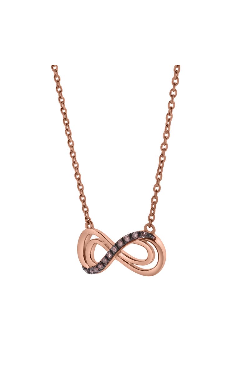 LuvMyJewelry Calyra Sterling Silver 0.08 Ct Diamond Infinity Necklace, Alternate, color, Pink Rhodium Sterling Silver