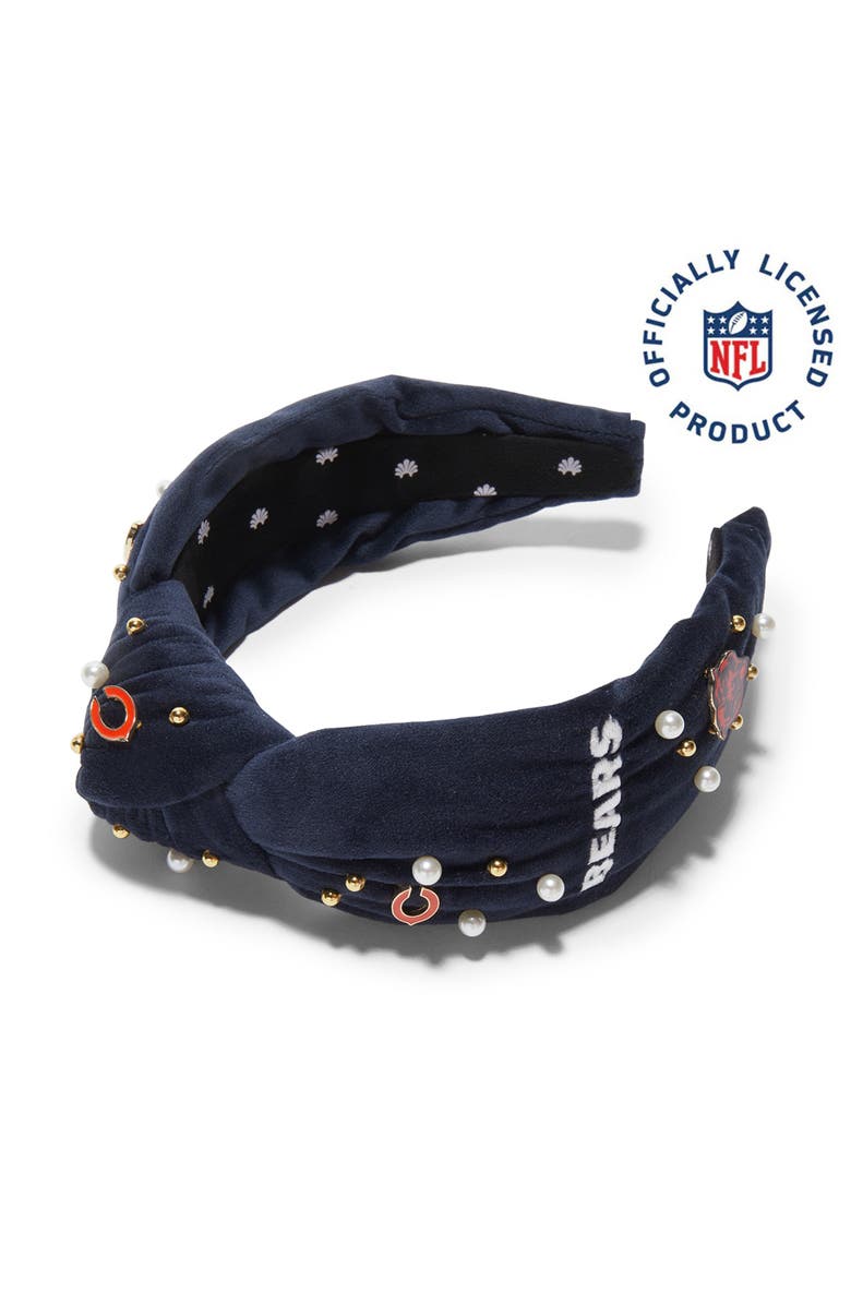 Lele Sadoughi Chicago Bears Embellished Knotted Headband, Main, color, Navy 400
