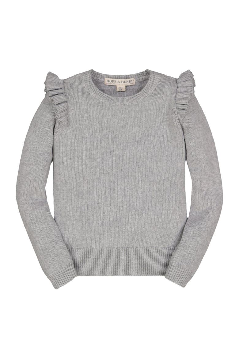 Baby Girls' Organic Ruffle Rib Knit Sweater Top, Infant, Main, color, Gray Heather