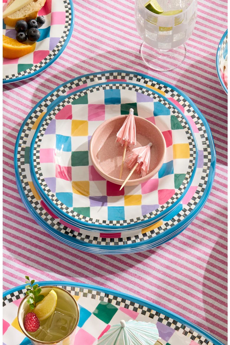 Set of 4 Jamboree Melamine Dinner Plates, Alternate, color, MULTI BLUE