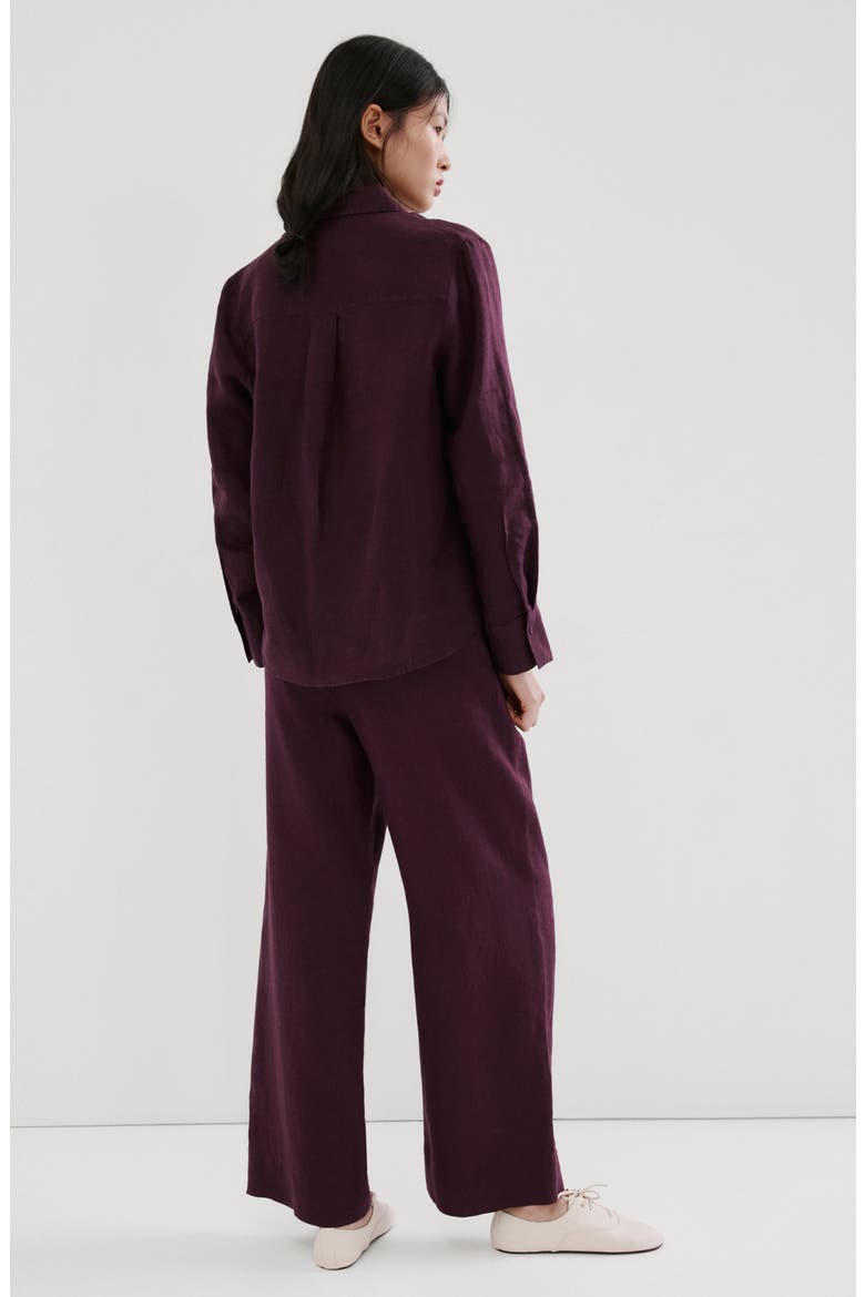 Straight Leg Linen Blend Pants, Alternate, color, PLUM