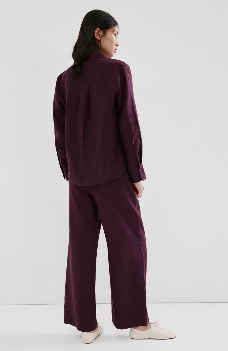 MANGO Straight Leg Linen Blend Pants, Alternate, color, Plum