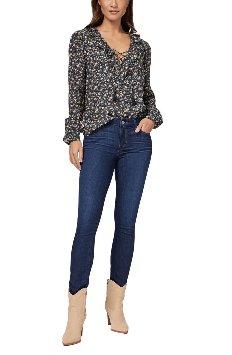 PAIGE Ilara Floral Lace-Up Blouse, Alternate, color,