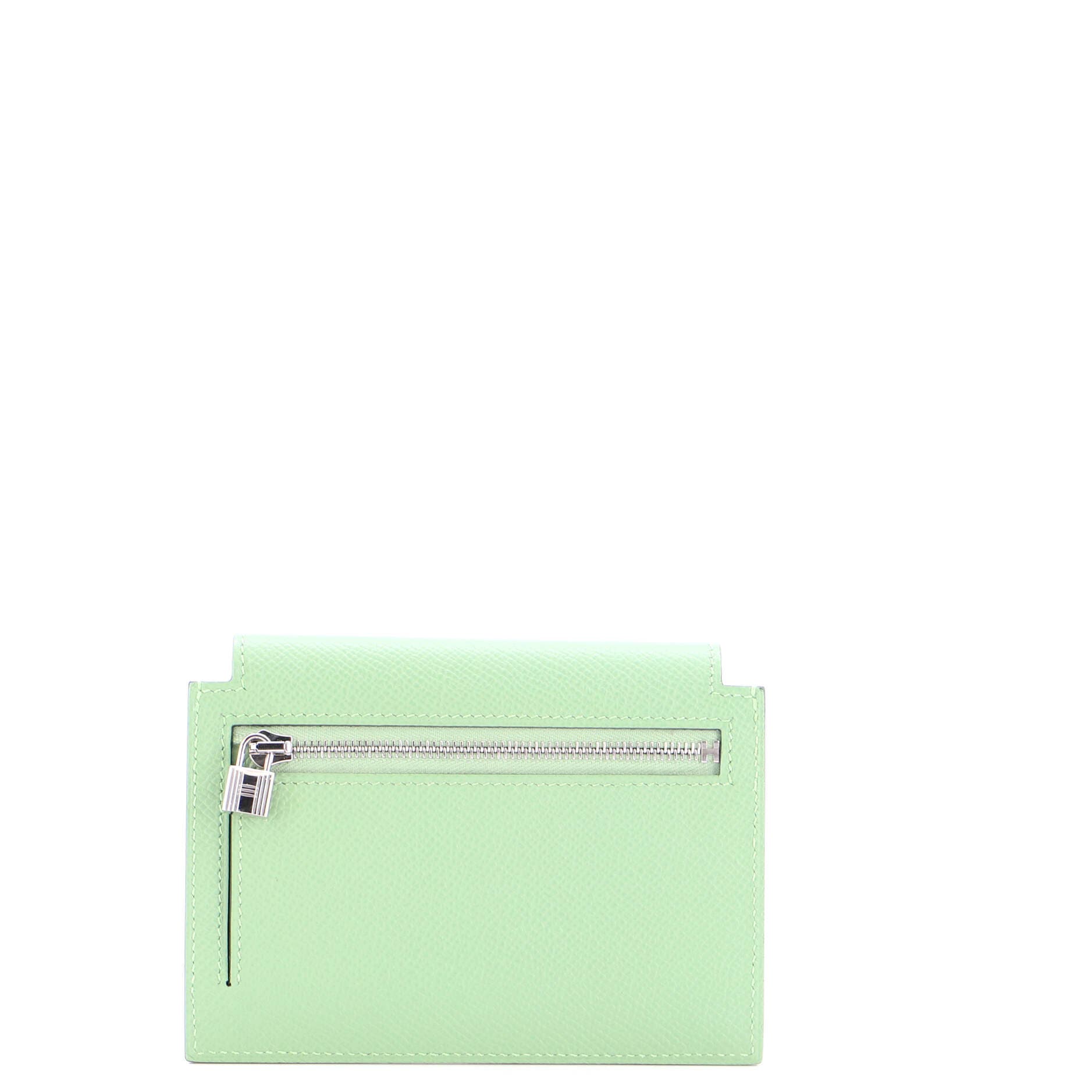 Pre-Owned Hermes Kelly Pocket Compact Wallet Epsom, Alternate, color, Vert Criquet