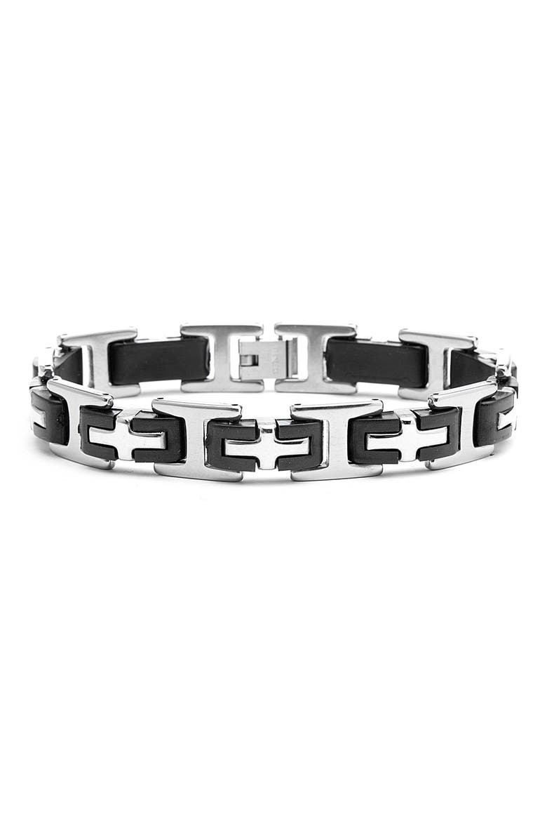 Men's Stainless Steel Link Bracelet, Main, color, BLACK