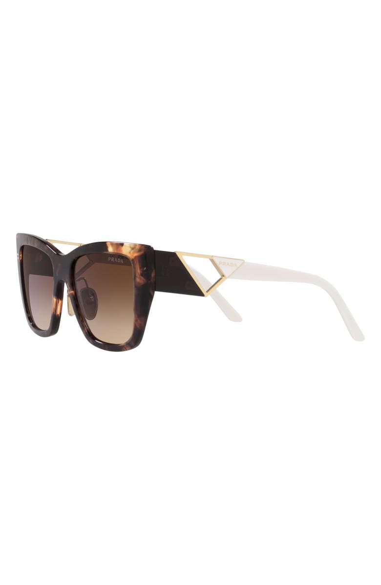 Prada 54mm Geometric Sunglasses, Alternate, color, Brown Tortoise