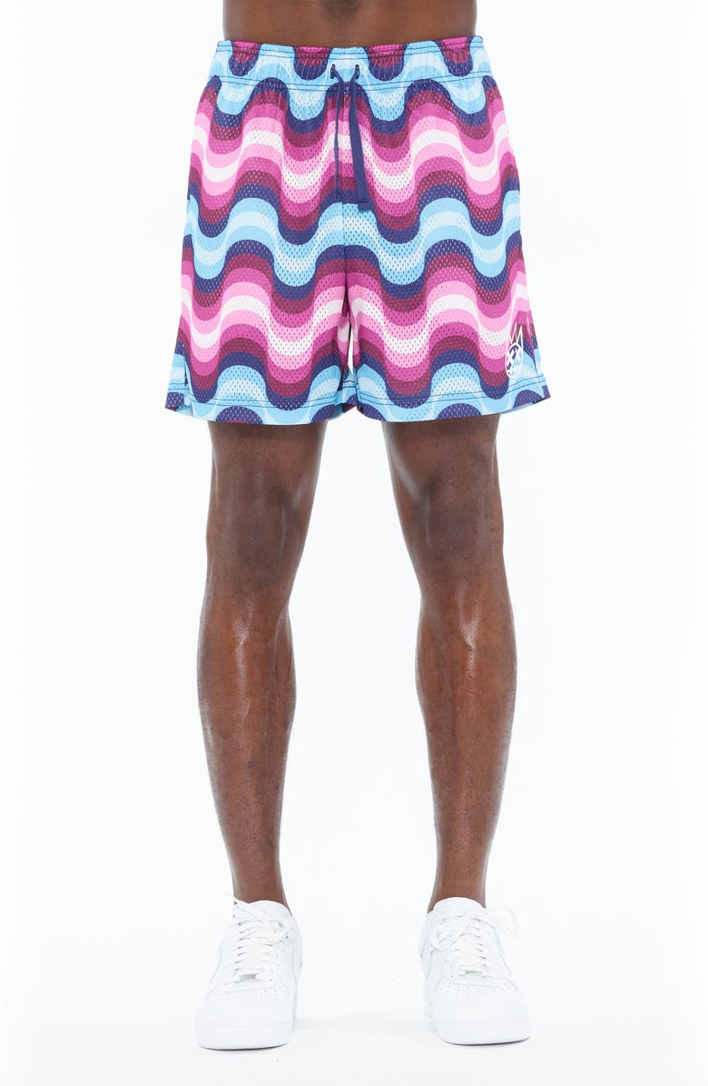 Cult of Individuality Zigzag Mesh Shorts, Main, color, Blue Wave