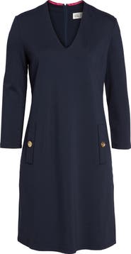 Eliza J Button Pockets Ponte A-Line Dress