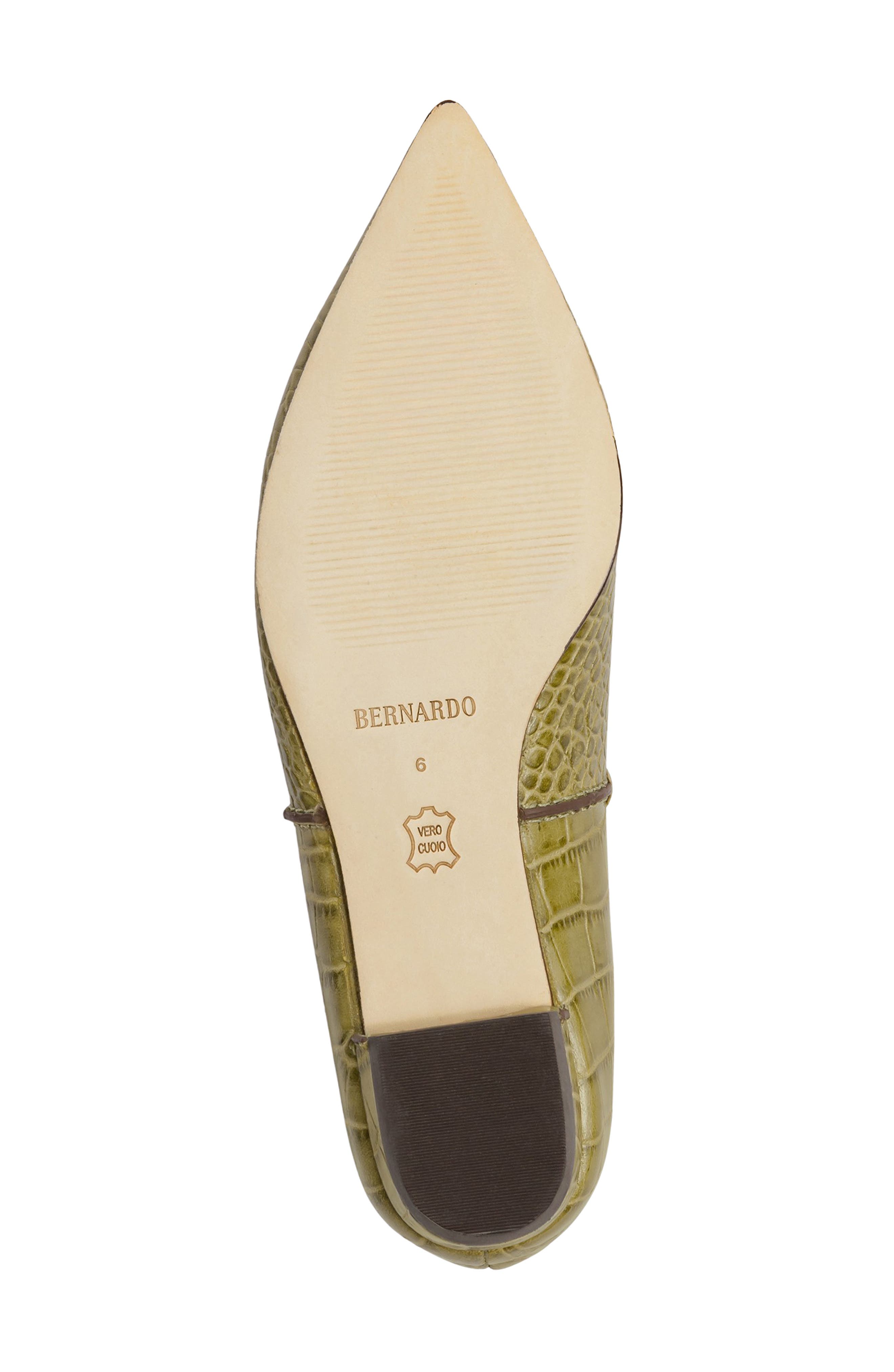 Lana Pointed Toe Flat, Alternate, color, OLIVE CROCO