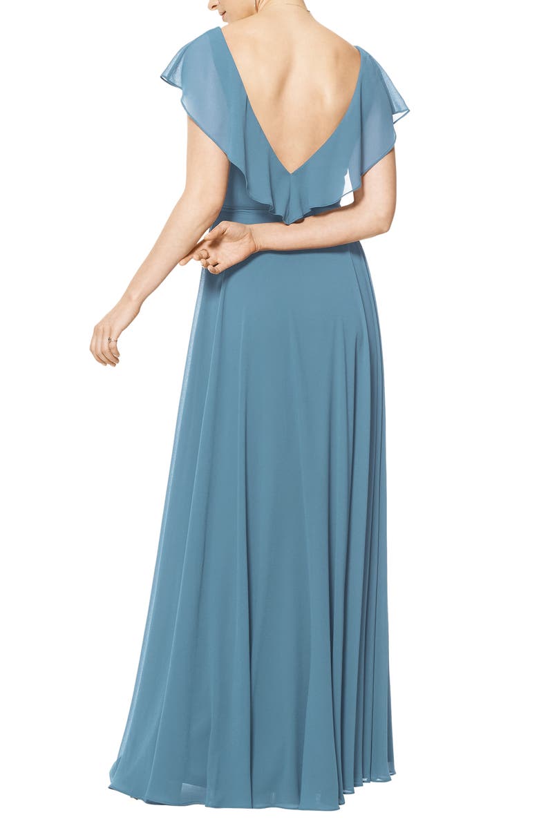 #Levkoff Ruffle V-Neck Wrap Gown, Alternate, color, 