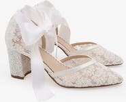 Kailee P Abby Lace Block Heel with Satin Ankle Tie