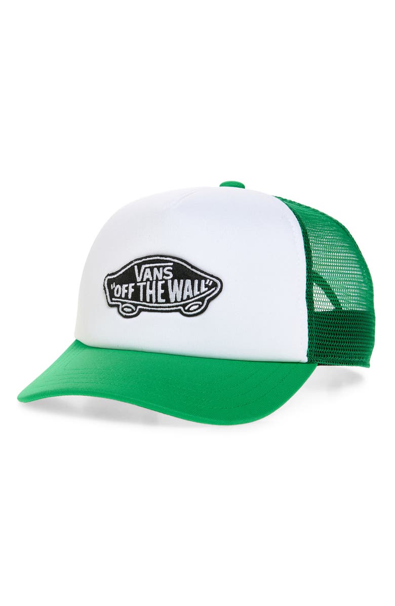 Vans Kids' Logo Patch Snapback Trucker Hat, Main, color, Vivid Verdant