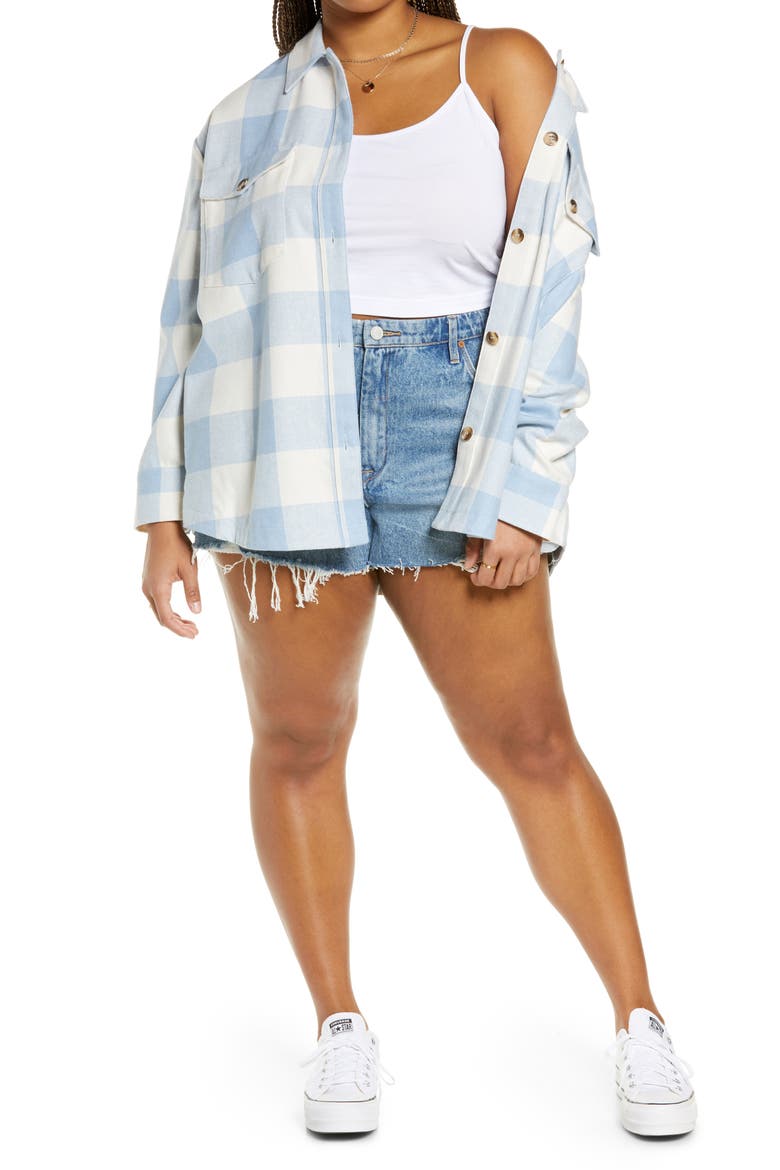 Women's Plaid Shirt Jacket, Main, color, BLUE CASHMERE BUFFALO CHECK