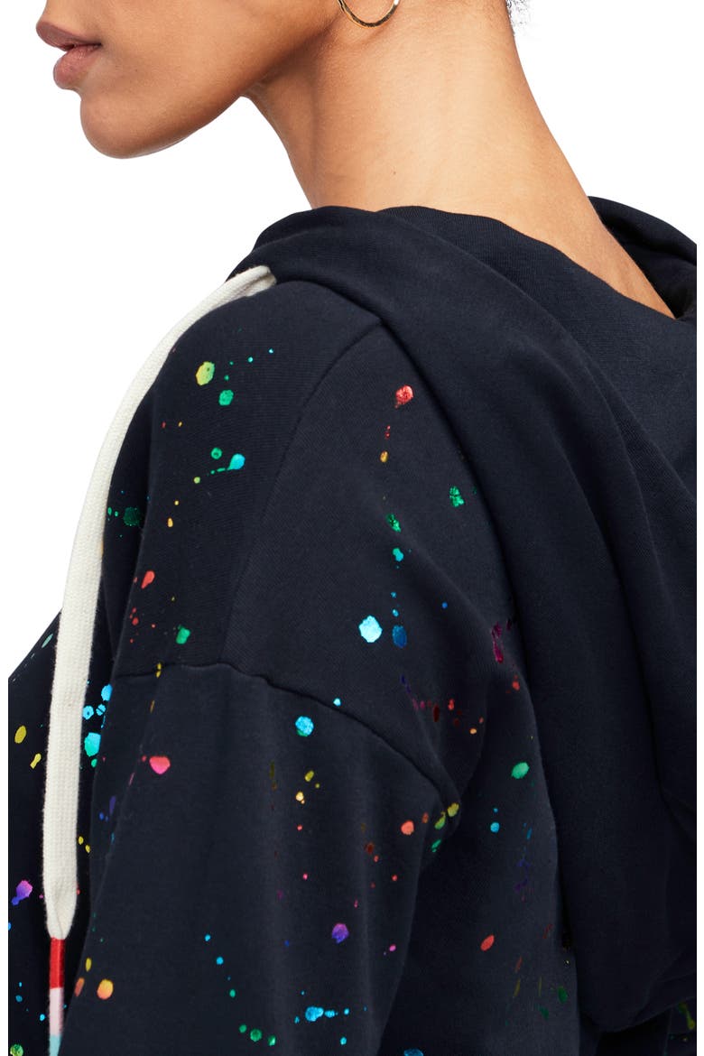 Ray Foil Splatter Cotton Blend Hoodie, Alternate, color, CLEAN BLACK