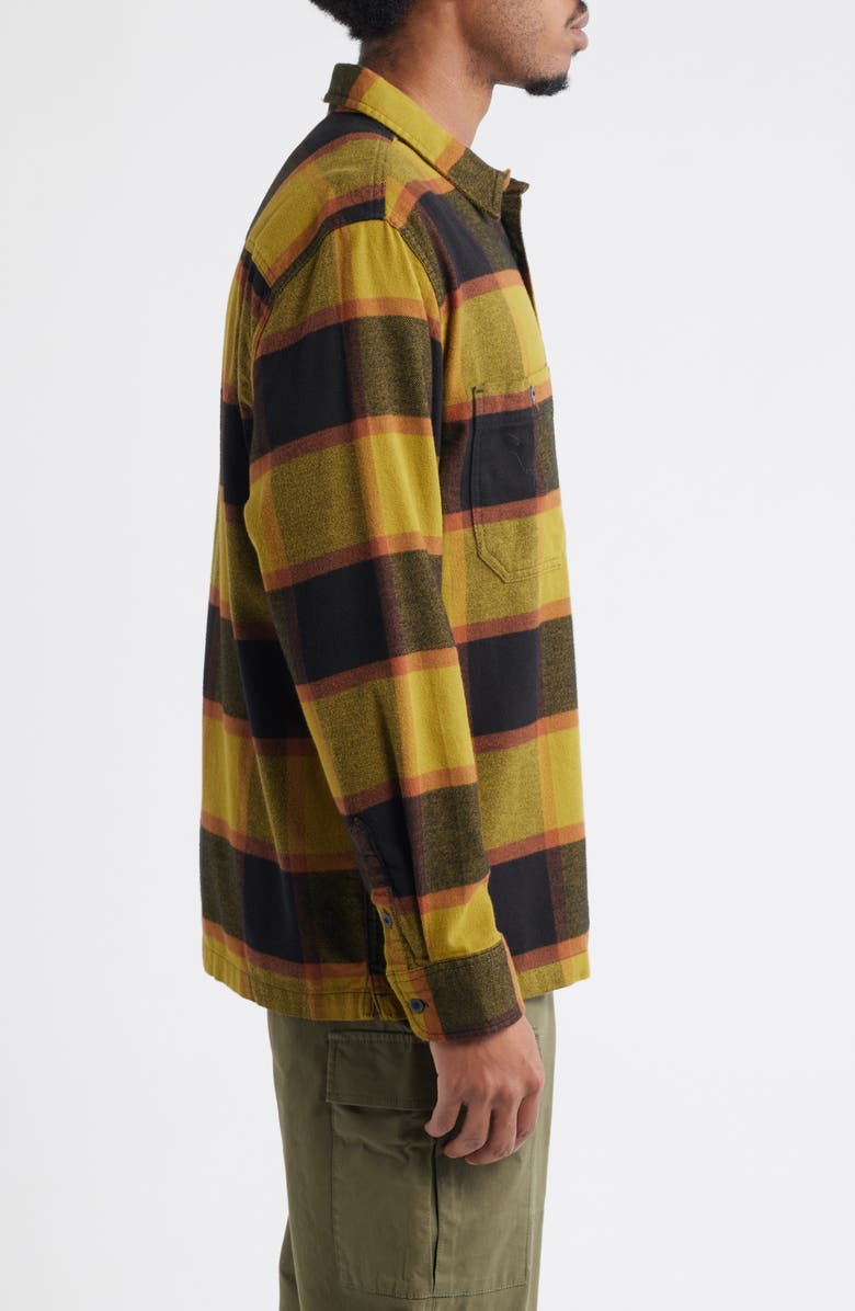 Vans Larkspur Plaid Stretch Cotton Flannel Button-Up Shirt, Alternate, color, Burnt Gold/Black