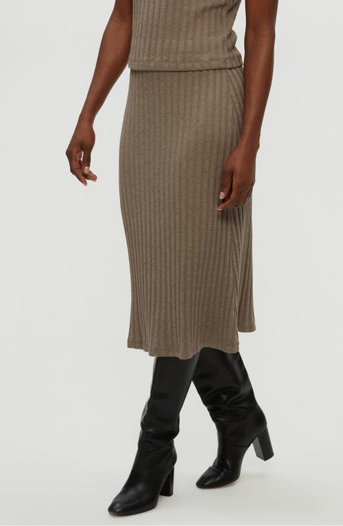 Michael Stars Shania Rib Midi Skirt In Brown