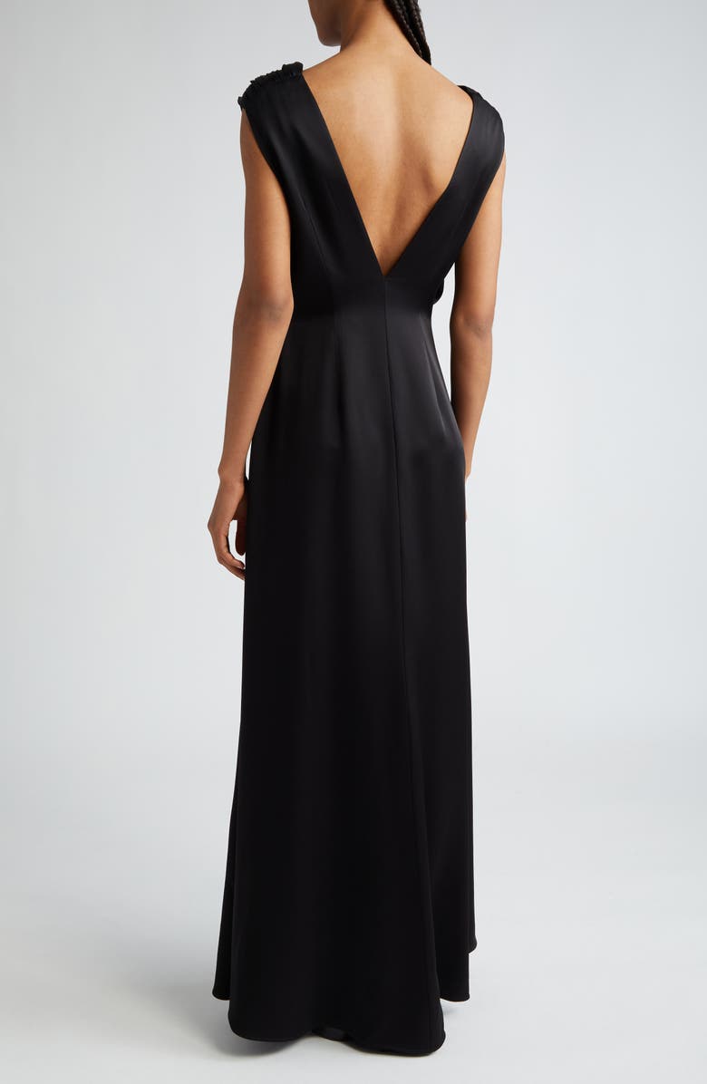 Jil Sander Gathered Cap Sleeve Satin Gown, Alternate, color, 