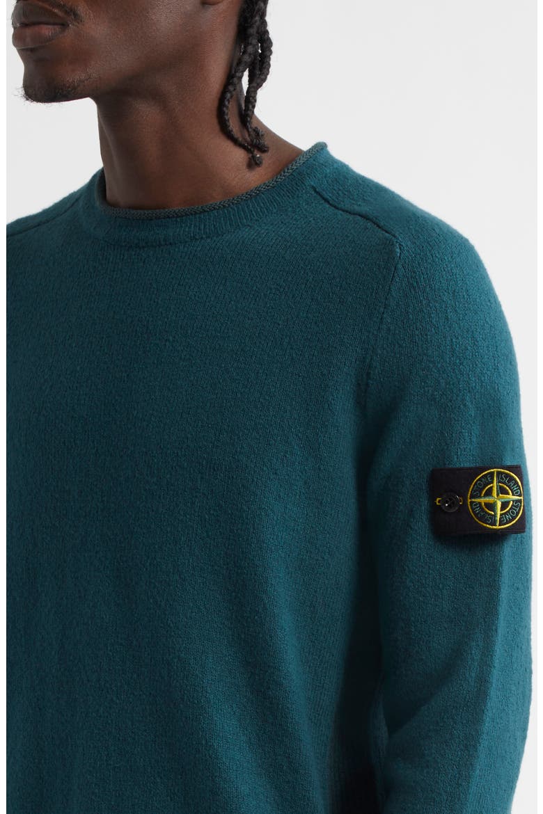 Compass Logo Patch Cotton Blend Crewneck Sweater, Alternate, color, BOTTLE GREEN