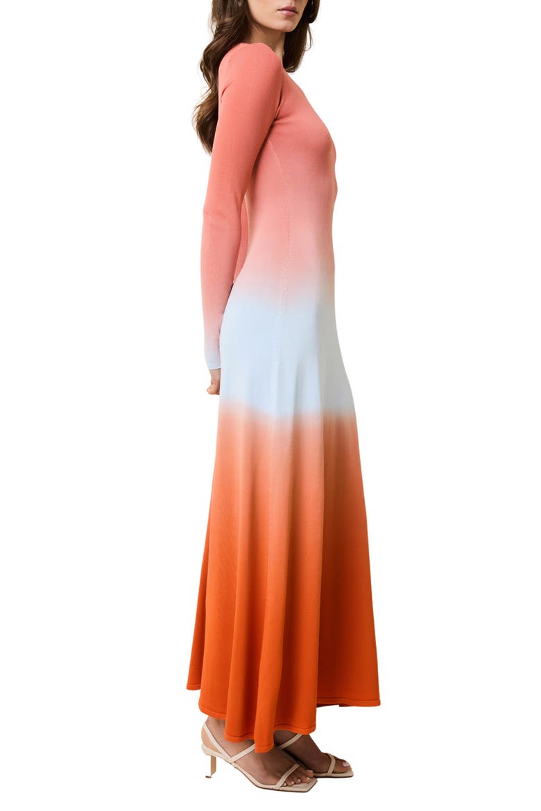 The Dora Ombré Colorblock Long Sleeve Knit Maxi Dress, Alternate, color, OMBRE PEACHY KEEN