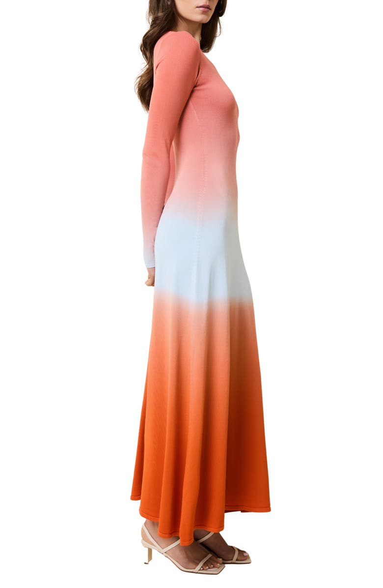 Solid & Striped The Dora Ombré Colorblock Long Sleeve Knit Maxi Dress, Alternate, color, Ombre Peachy Keen
